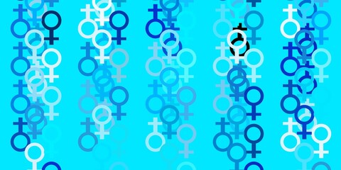 Light BLUE vector background with woman symbols.