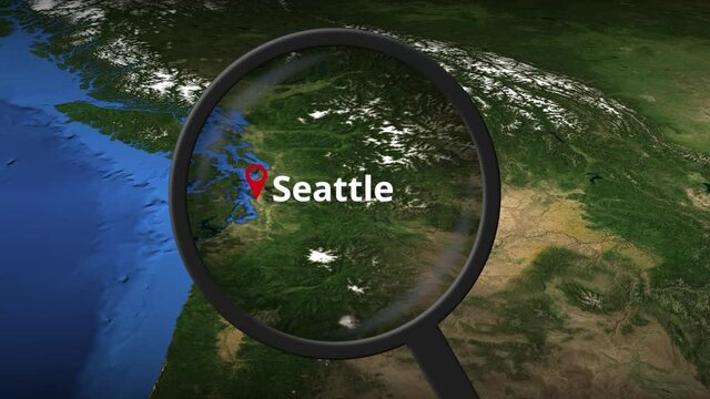 Seattle city found on the map, 3d rendering