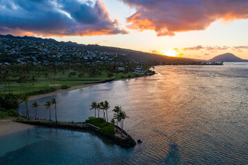 sunset over the river