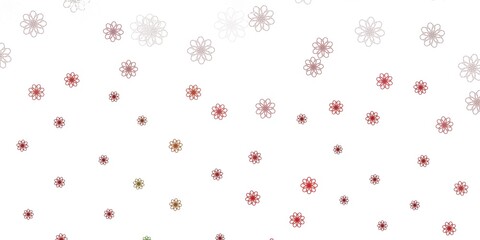 Light Green, Red vector doodle template with flowers.