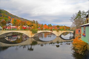 The bridge of flowers in Shelburne Falls MA. During summer months the bridge is covered by floral displays.