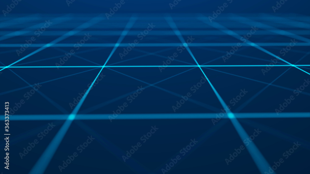 Poster perspective grid. abstract mesh background. polygonal mountains. 3d rendering.