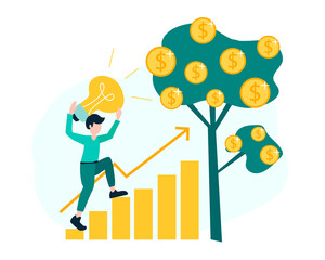 career growth, the path to success. creative idea building money profit growth. vector illustration