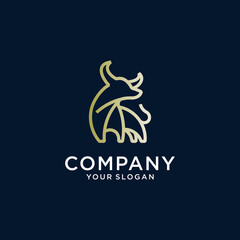 Fototapeta premium bull logo design, wild cow with line style