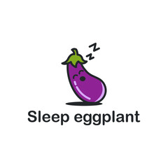 funny fruit eggplant logo icon vector