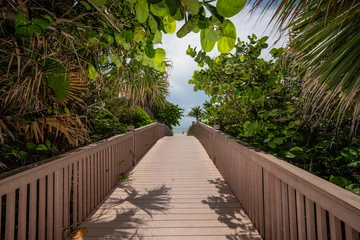 Wall murals Descent to the beach Wooden walkway to Hollywood Beach FL