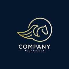 Obraz premium pegasus line gold logo vector 