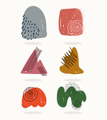 hand drawn contemporary, abstract color trendy print collage