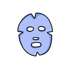 face sheet mask doodle icon, vector color illustration