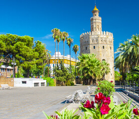 Fototapeta na wymiar Torre Del Oro - The Gold Tower In Seville, Spain
