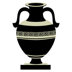 greek decorative ancient amphora, jug. vector illustration