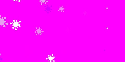 Light pink, blue vector pattern with coronavirus elements.