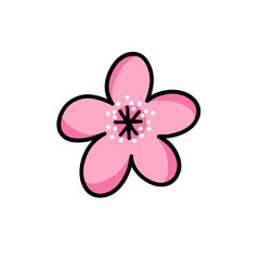 sakura flower doodle icon, vector color illustration