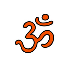 om sign doodle icon, vector color illustration