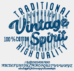 Handwritten calligraphic alphabet for t-shirt or apparel.