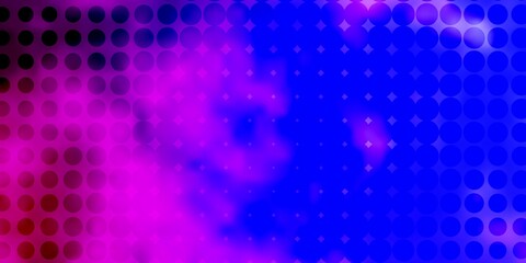 Light Purple, Pink vector backdrop with dots. Abstract colorful disks on simple gradient background. Pattern for business ads.