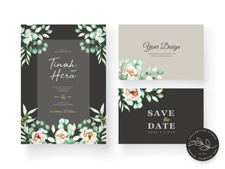 watercolor eucalyptus invitation card set