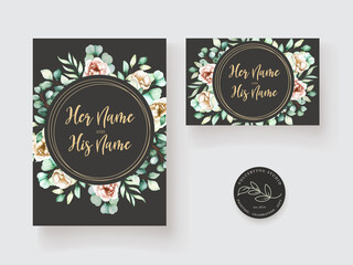 watercolor eucalyptus invitation card set