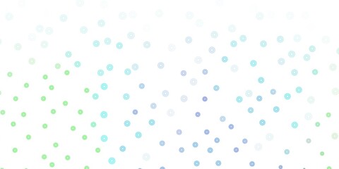 Light blue, green vector doodle background with flowers.