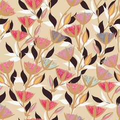 Moody Flowers seamless pattern - 363385671