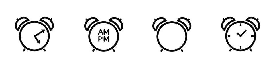 alarm clock icon. line style - stock vector