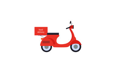 Scooter for home delivery. Scooter for travel. Motobike, vector. Scooter delivery, vector.
