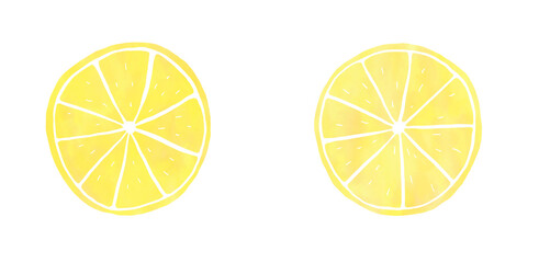 輪切りレモン　水彩