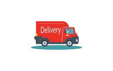 Fast delivery truck, vector illustration.