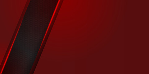 Obraz premium Abstract technology geometric red and black color shiny motion background.