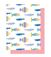 under the sea, colored fishes cartoon wide marine life landscape background