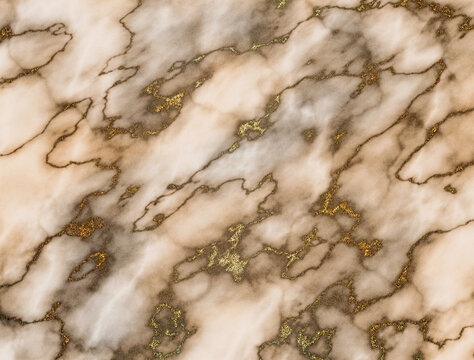 Marble Background Of Brownish Hue With Gold Streaks