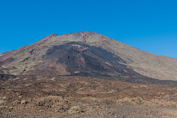 Teide volcano crater with totally clear blue sky on the island of tenerife in spain