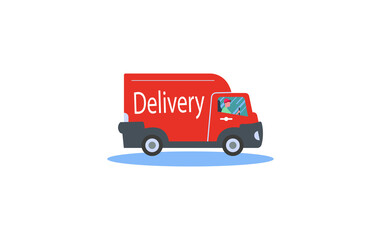 Fast delivery truck, vector illustration.