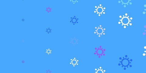 Light Pink, Blue vector pattern with coronavirus elements.