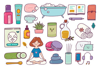Me time object in doodle style illustrator