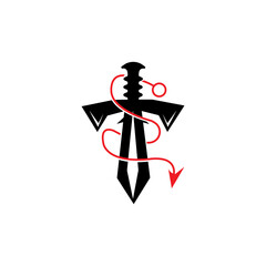 sword, machete, shield illustration logo, arrow design vector template