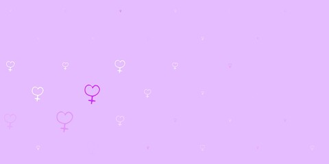 Light Purple vector backdrop with woman's power symbols.