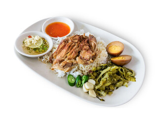 Pork leg with jusmine rice isolated