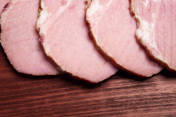 Premium cuts of raw pork chops. Fresh and raw meat. Raw meat mixture. Raw beef steaks on wooden table.