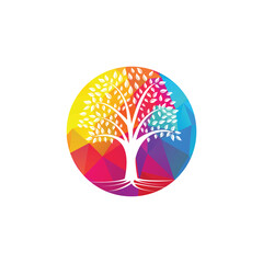 Fototapeta premium Tree Roots vector logo design. Vector tree with roots logo element.