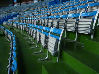 Closeup shot of the seats of the game stadium