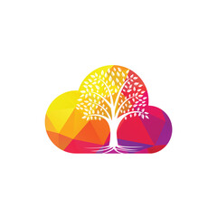 Cloud Tree Roots vector logo design. Vector cloud tree with roots logo element.	