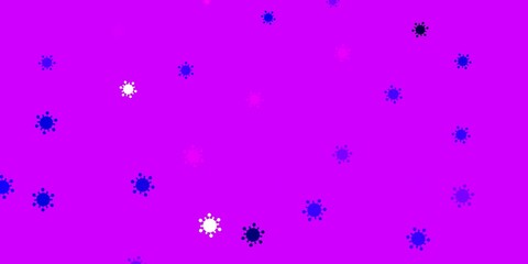 Light purple, pink vector backdrop with virus symbols.