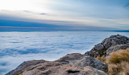 Landscape view of clouds in high mountains