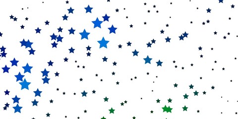 Dark Blue, Green vector background with small and big stars. Colorful illustration in abstract style with gradient stars. Pattern for websites, landing pages.