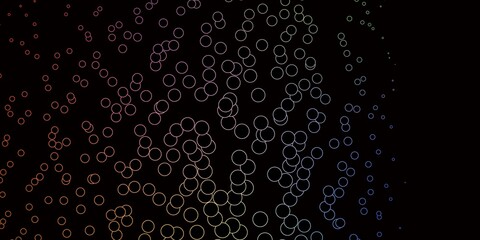 Dark Multicolor vector background with bubbles. Abstract illustration with colorful spots in nature style. Pattern for business ads.