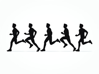 Fototapeta na wymiar silhouettes of running man