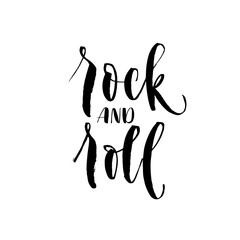 Rock and roll card. Hand drawn brush style modern calligraphy. Vector illustration of handwritten lettering. 