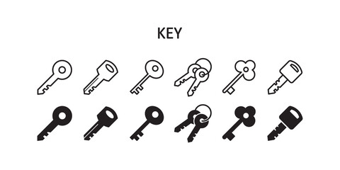 Key icon set. Vector graphic illustration. Suitable for website design, logo, app, template, and ui.