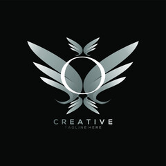Letter O Luxury White Thin Wing Logo Template